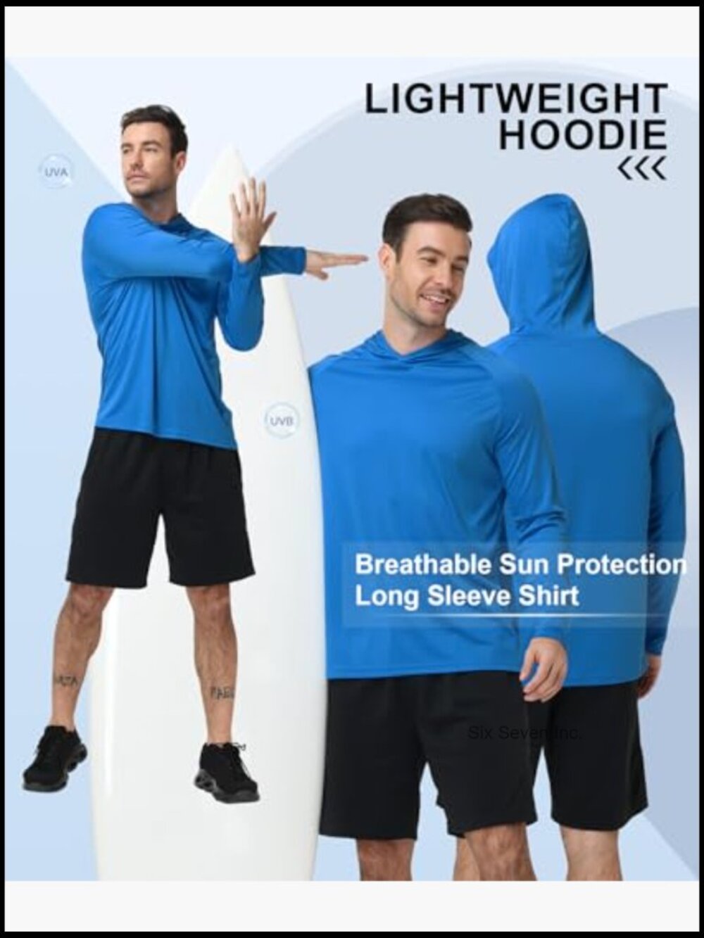 5 Pack Mens UPF 50+ Hoodie Shirts Sun Protection Athletic Fast Dry Rashguard - Picture 4 of 7